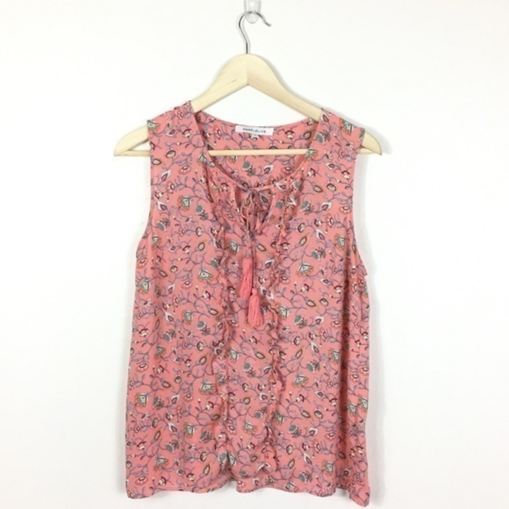 Garden Liberty print ruffle floral‎ pattern sleeveless blouse countryside